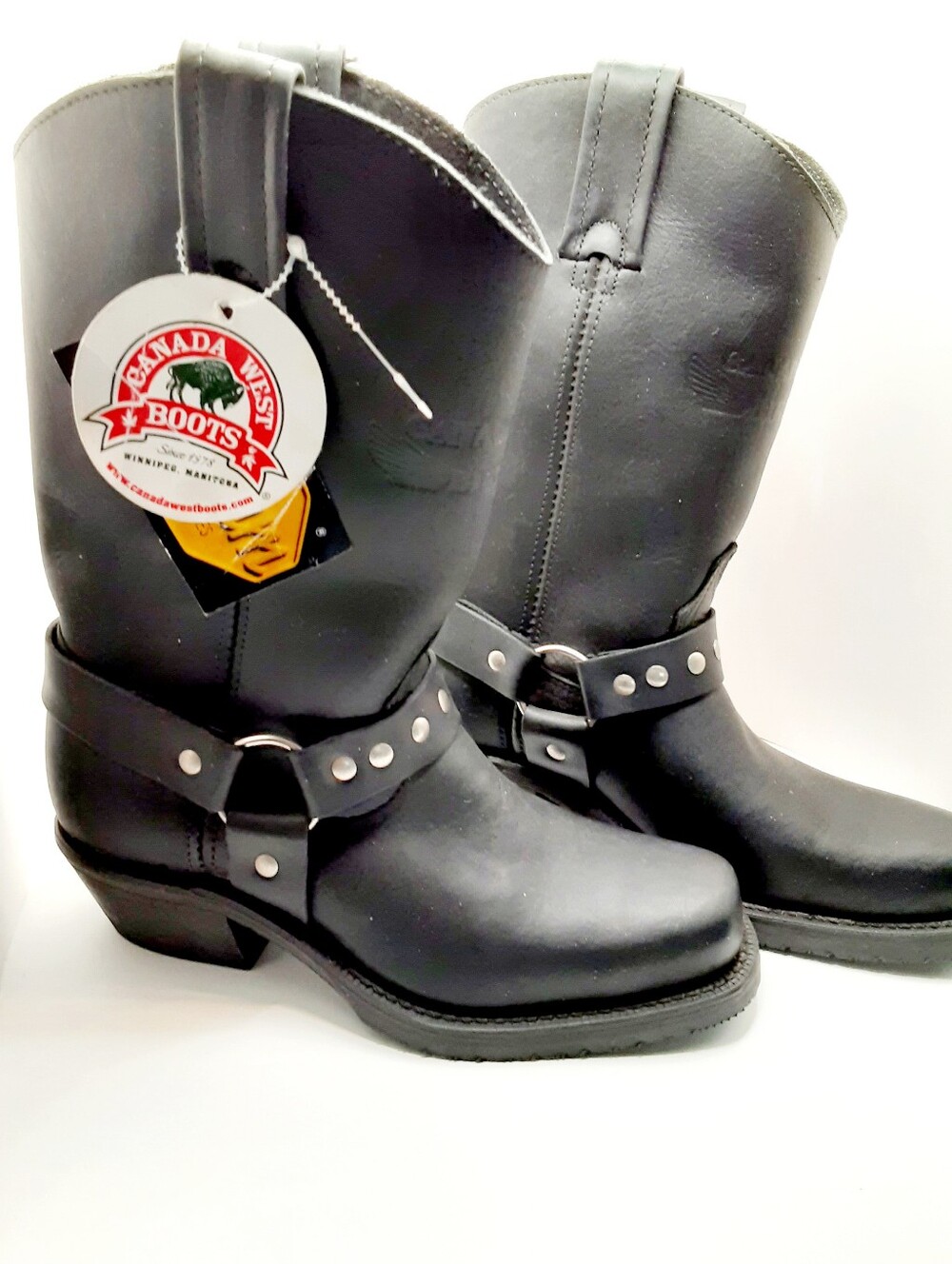 Canada West Biker Boots 7629 NWT Black Leather Vibram Made in Canada 7C